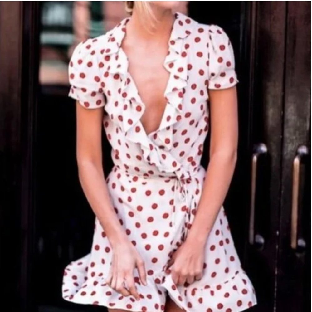 Realisation Par Valentina Dress in Cherry Polka Dot Size M (originally $180)